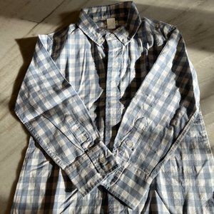 Crewcuts Boys Size 4-5 Checked Grey Blue and White Long Sleeve Button Down Shirt